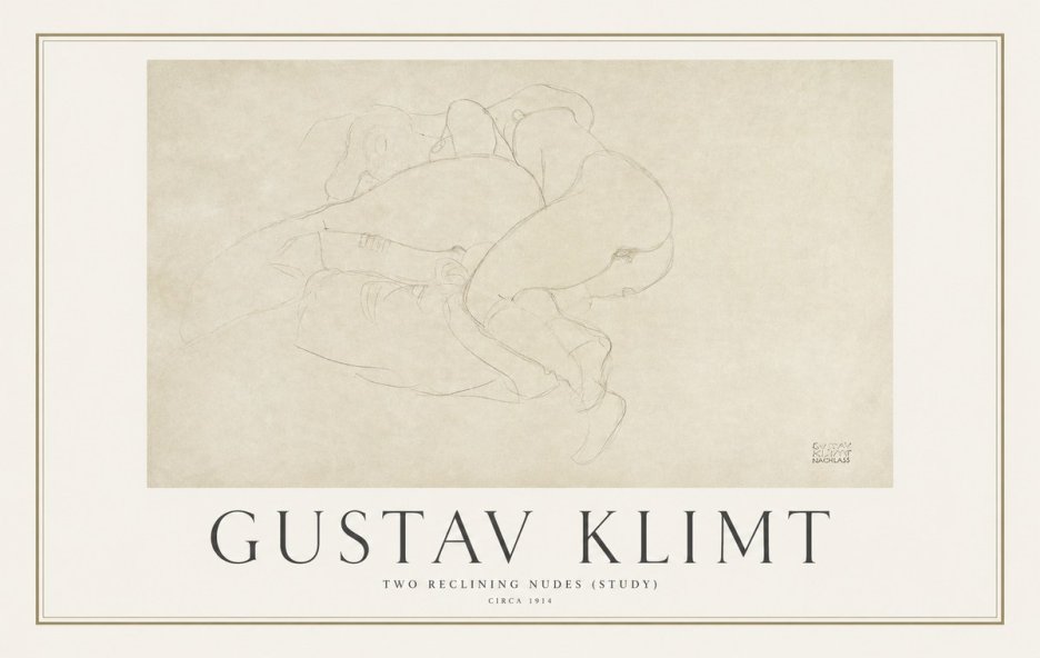 Klimt Two Reclining Nudes (Study) No1 - Plakát