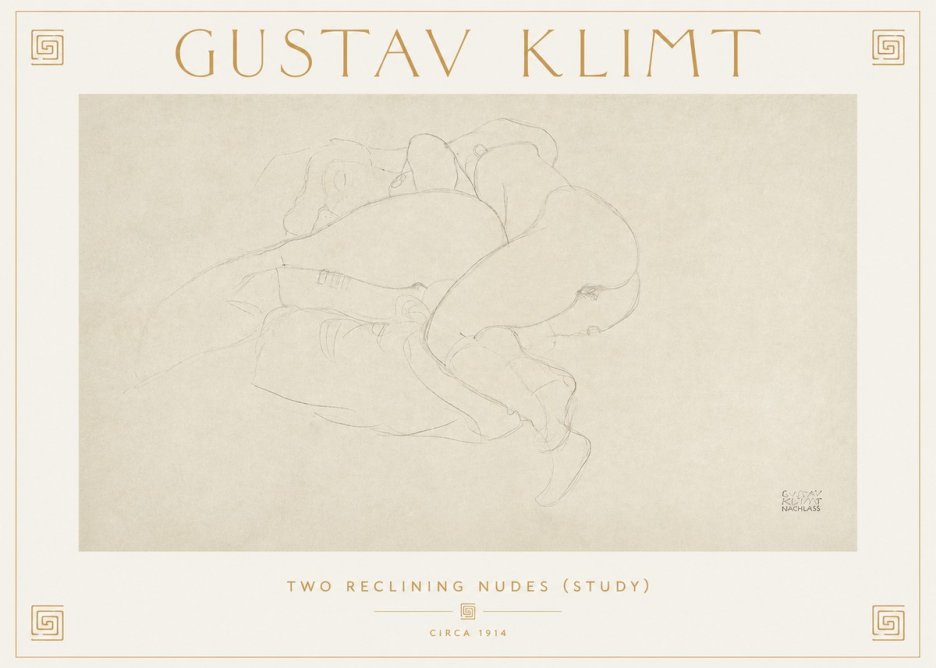 Klimt Two Reclining Nudes (Study) No2 - Plakát
