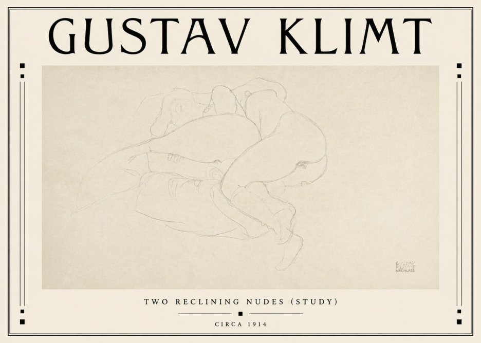 Klimt Two Reclining Nudes (Study) No3 - Plakát