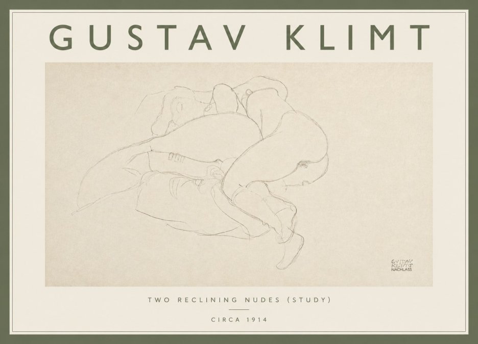 Klimt Two Reclining Nudes (Study) No4 - Plakát