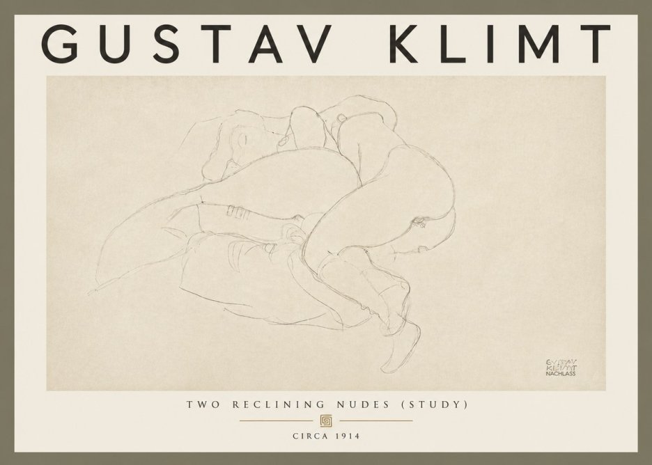 Klimt Two Reclining Nudes (Study) No5 - Plakát