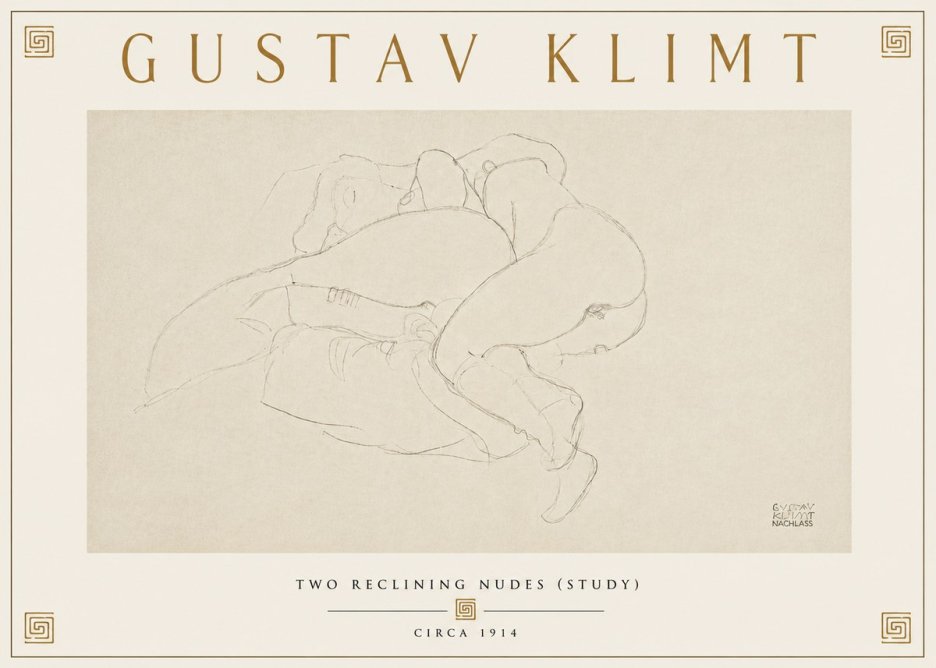 Klimt Two Reclining Nudes (Study) No6 - Plakát