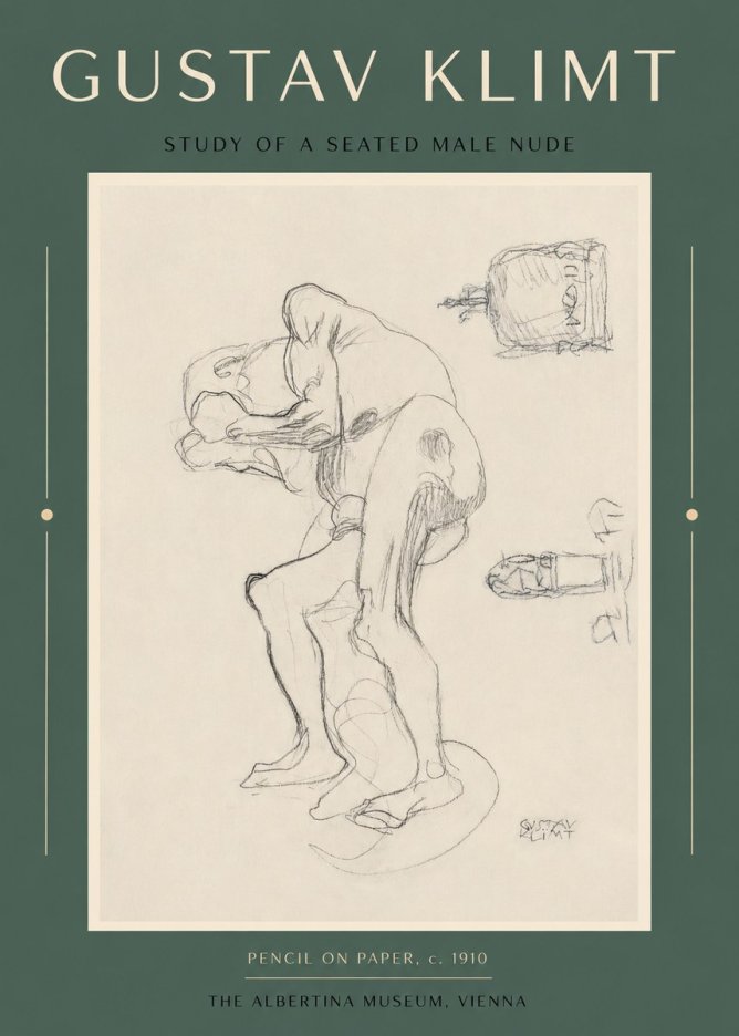 Klimt Study of a Seated Male Nude No2 - Plakát