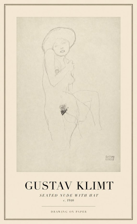 Klimt Seated Nude with Hat No1 - Plakát