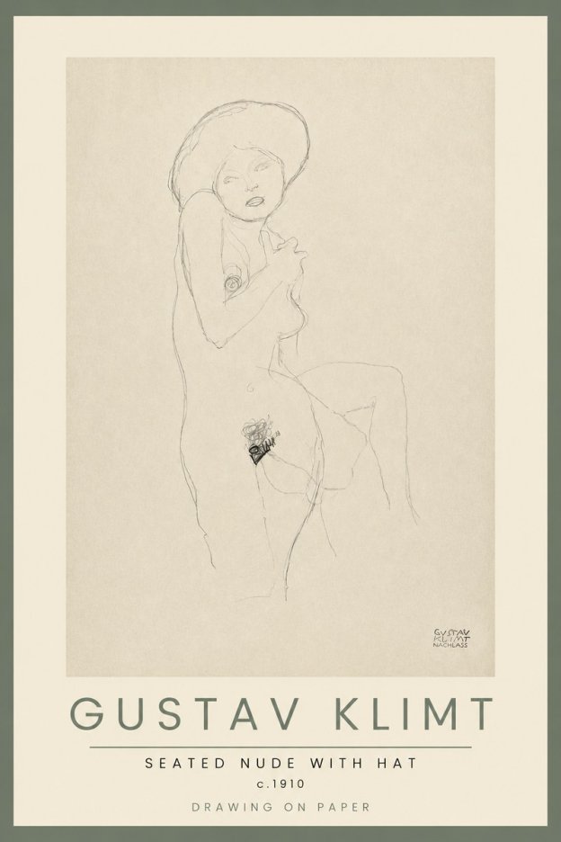 Klimt Seated Nude with Hat No2 - Plakát