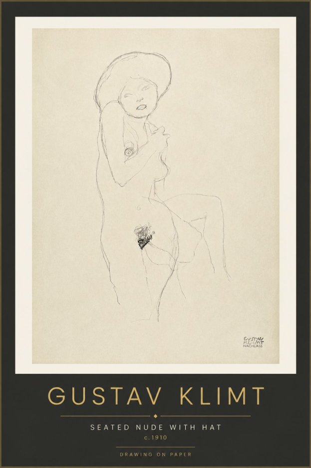 Klimt Seated Nude with Hat No4 - Plakát