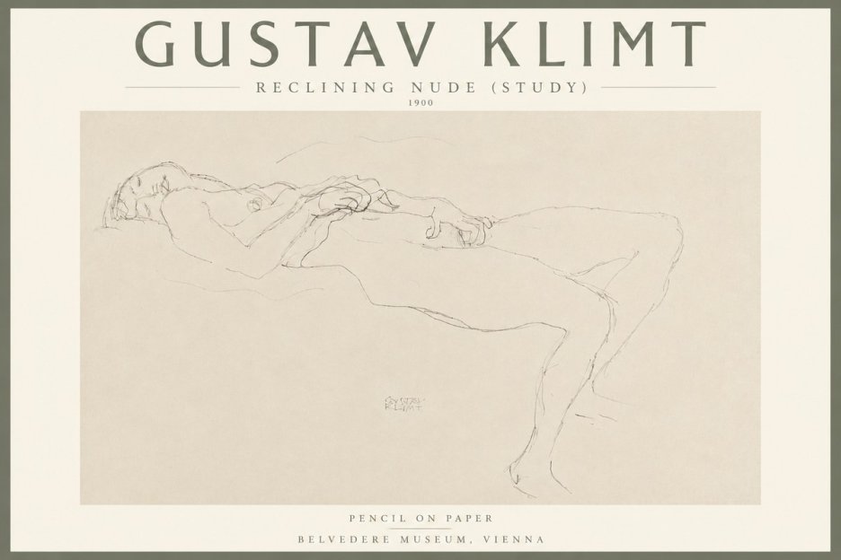 Klimt Reclining Nude (Study) No4 - Plakát