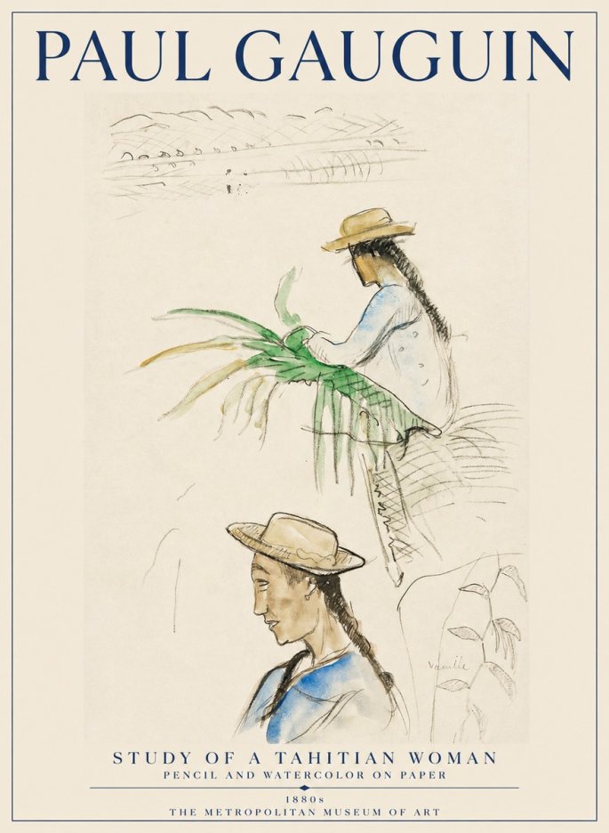 Paul Gauguin Study of a Tahitian Woman I No1 - Plakát