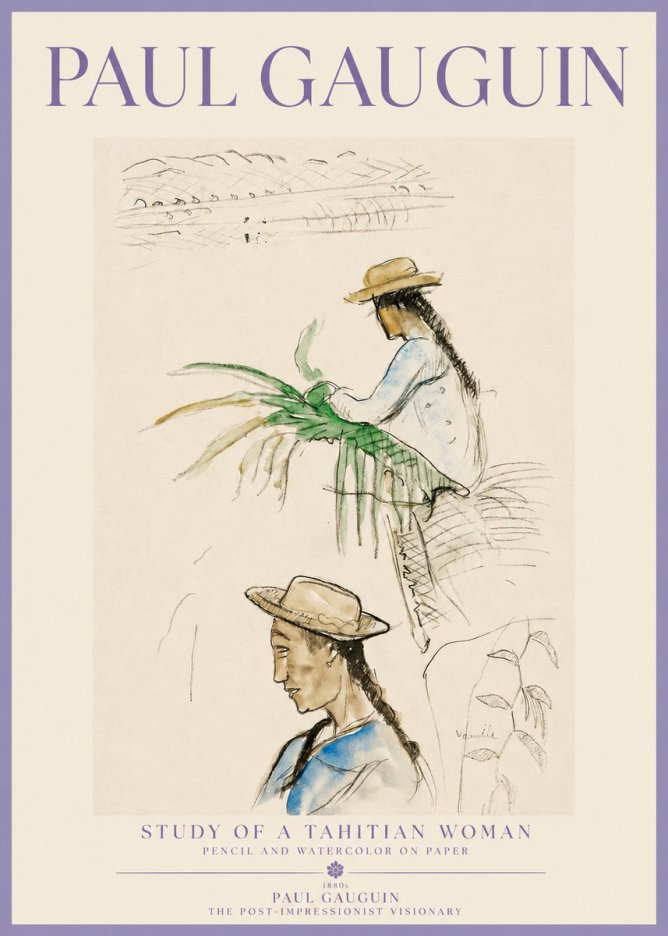 Paul Gauguin Study of a Tahitian Woman I No3 - Plakát