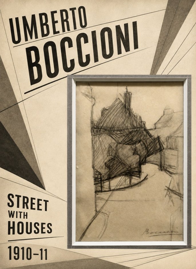 Umberto Boccioni Street with Houses No2 - Plakát