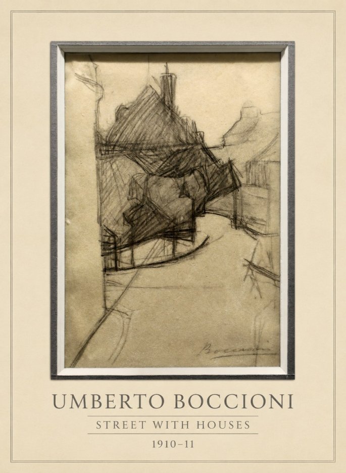 Umberto Boccioni Street with Houses No3 - Plakát