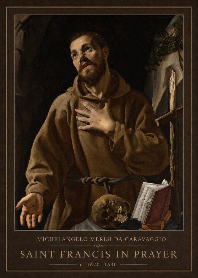 Michelangelo Merisi da Caravaggio Saint Francis in Prayer I No1 - Plakát