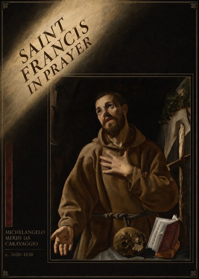 Michelangelo Merisi da Caravaggio Saint Francis in Prayer I No5 - Plakát