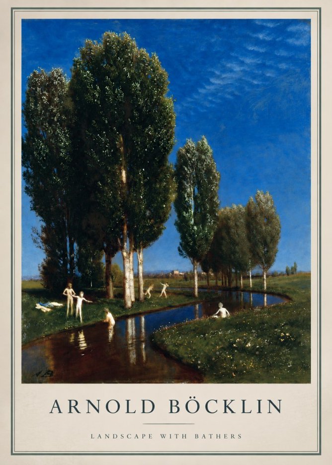 Arnold Böcklin Landscape with Bathers No2 - Plakát