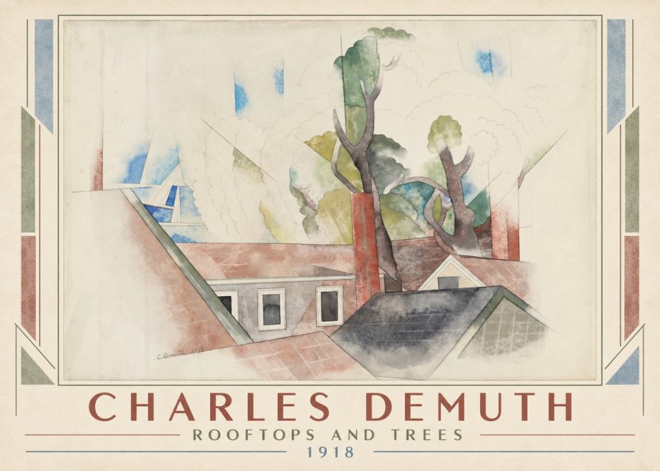 Charles Demuth Rooftops and Trees No1 - Plakát