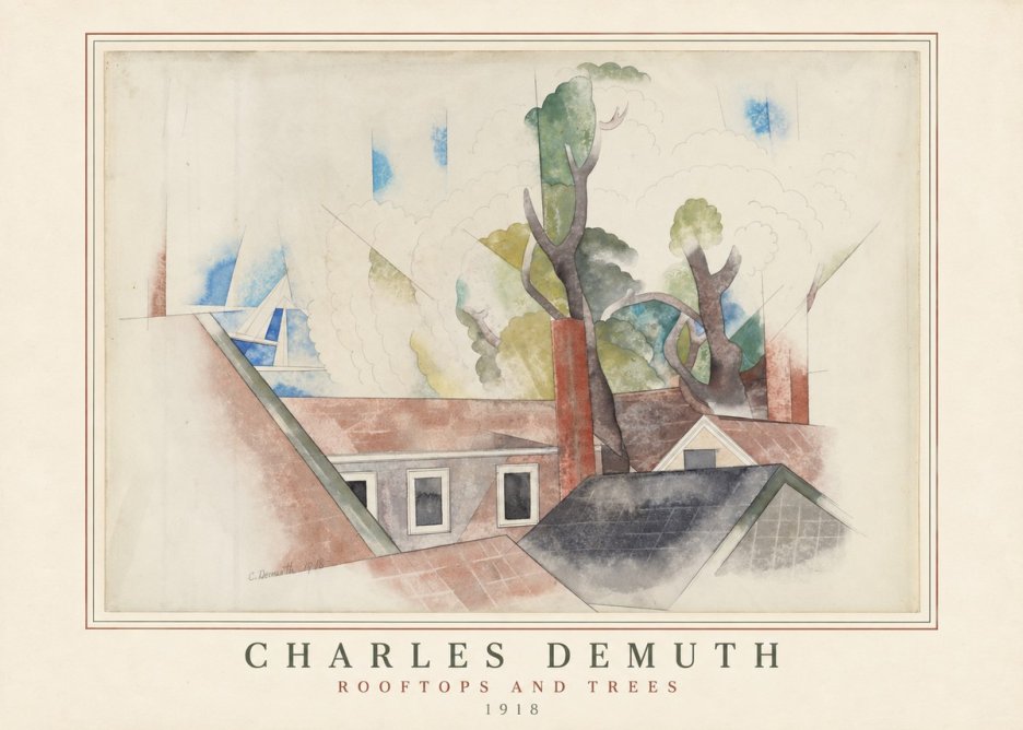 Charles Demuth Rooftops and Trees No3 - Plakát