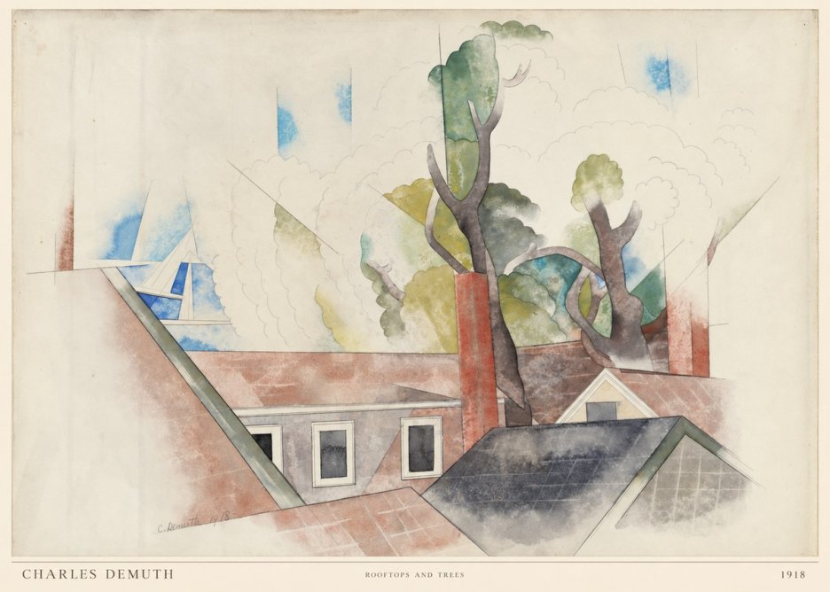 Charles Demuth Rooftops and Trees No6 - Plakát