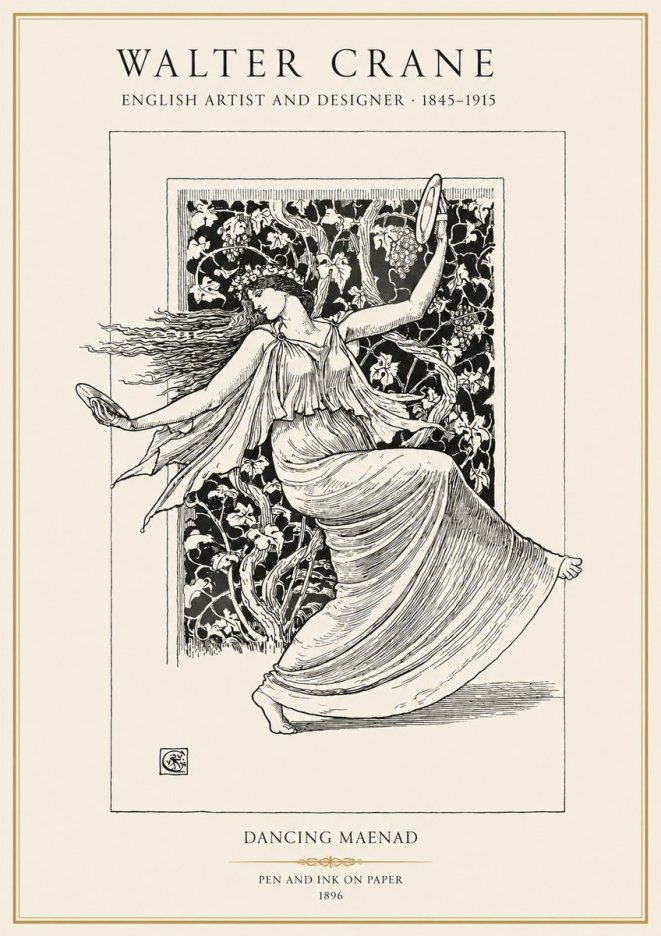 Walter Crane Dancing Maenad No1 - Plakát