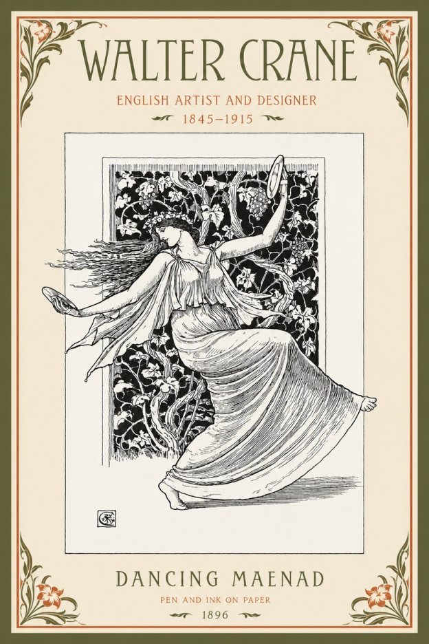 Walter Crane Dancing Maenad No2 - Plakát