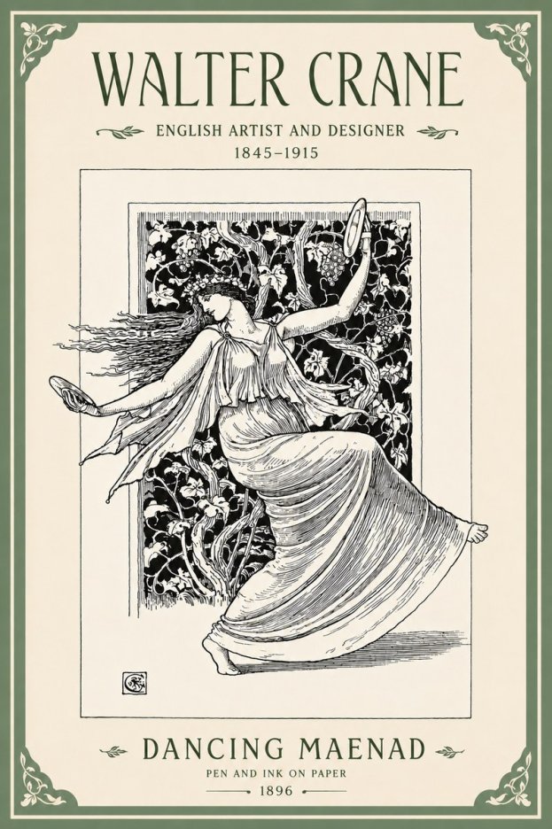 Walter Crane Dancing Maenad No4 - Plakát