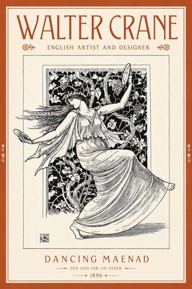 Walter Crane Dancing Maenad No5 - Plakát
