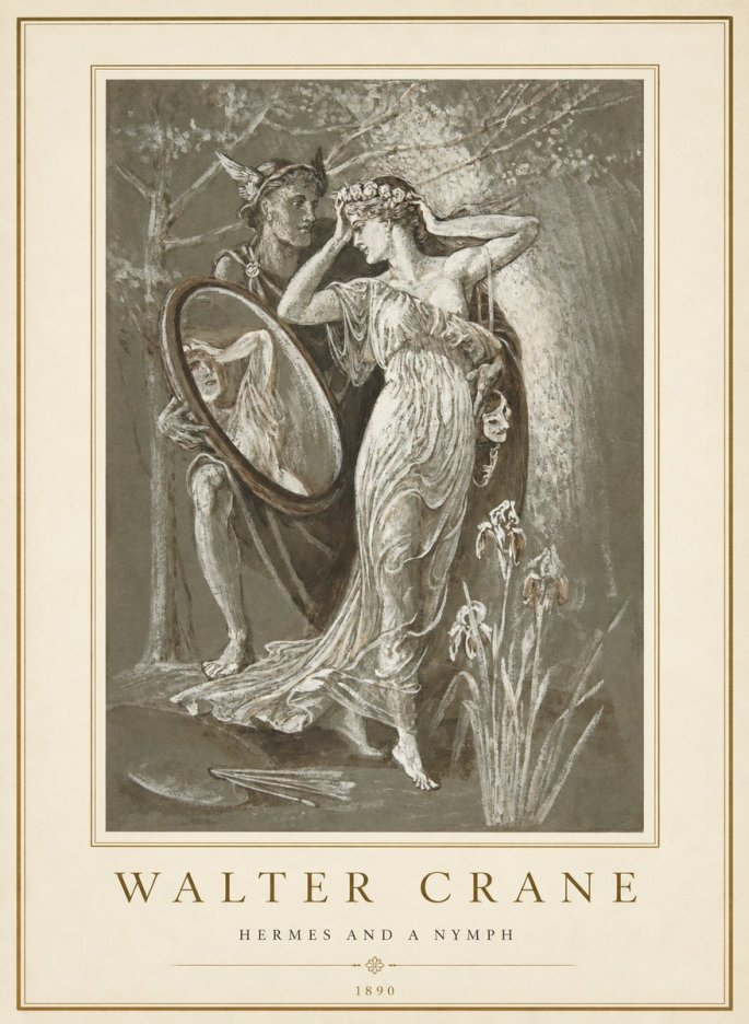 Walter Crane Hermes and a Nymph No1 - Plakát