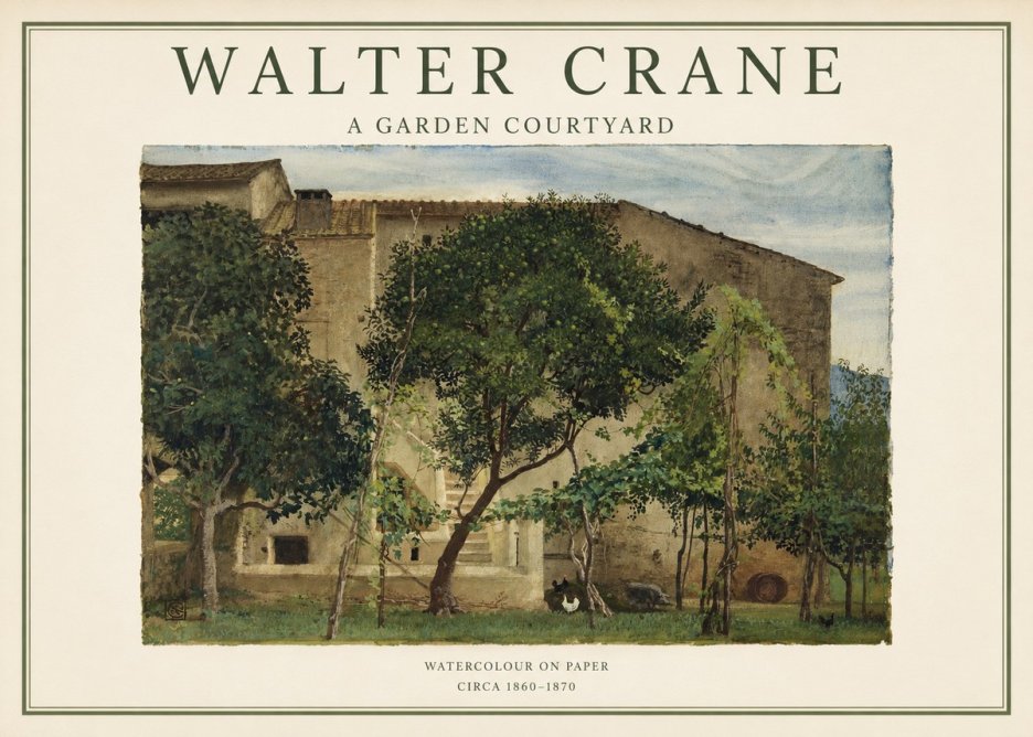 Walter Crane A Garden Courtyard No1 - Plakát