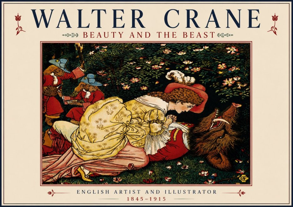 Walter Crane Beauty and the Beast No5 - Plakát