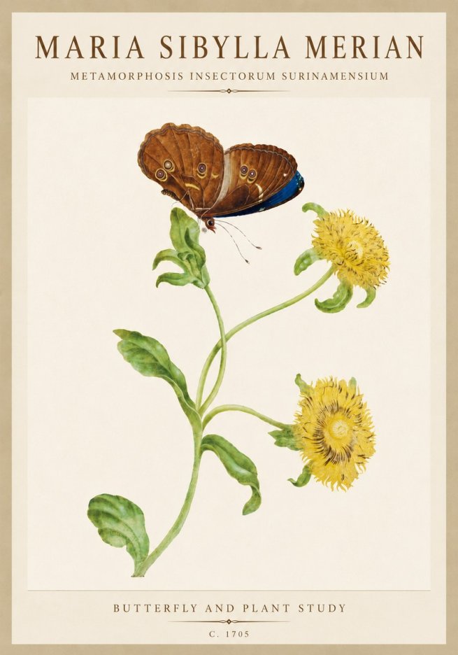 Maria Sibylla Merian Butterfly and Plant Study No6 - Plakát