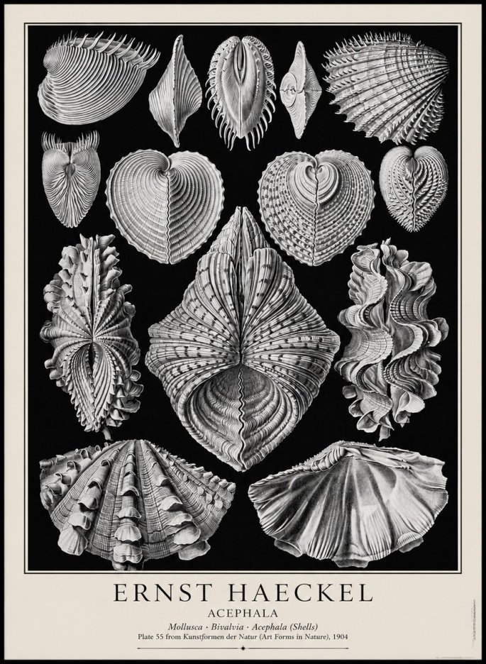 Ernst Haeckel Acephala — Brachiopods Plate 55 — Cytherea. No4 - Plakát