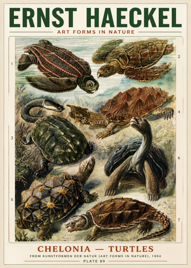 Ernst Haeckel Chelonia - Turtles No4 - Plakát
