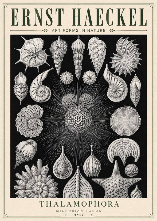 Ernst Haeckel Thalamophora - Microbian Forms - Plate 2 No5 - Plakát