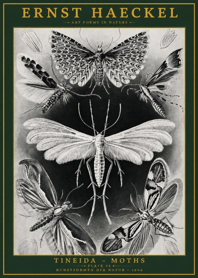 Ernst Haeckel Tineida - Moths No2 - Plakát