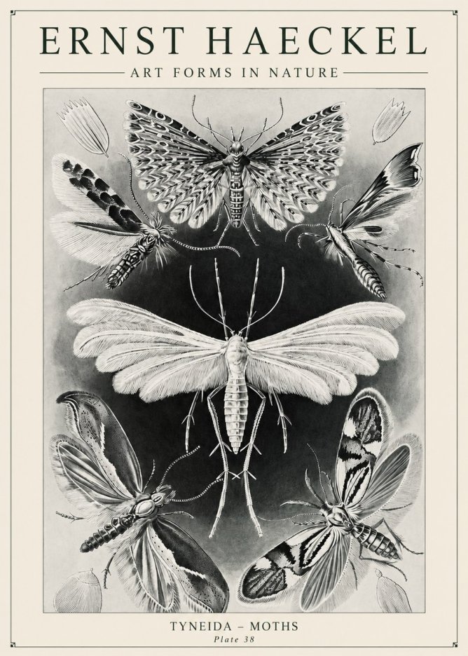 Ernst Haeckel Tineida - Moths No6 - Plakát