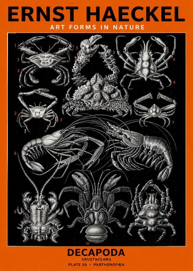 Ernst Haeckel Decapoda Brachyura and Macrura Plate 86 No6 - Plakát