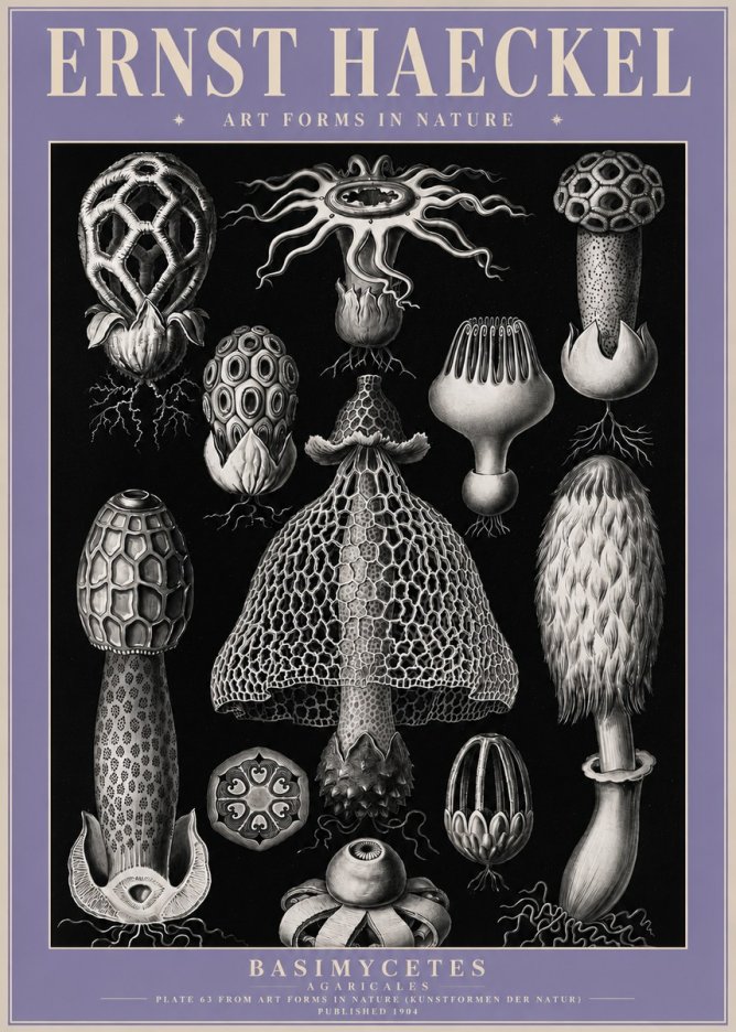 Ernst Haeckel Basimycetes Agaricales No4 - Plakát