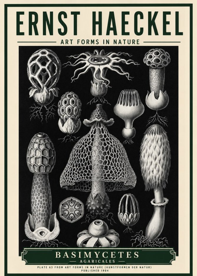 Ernst Haeckel Basimycetes Agaricales No5 - Plakát