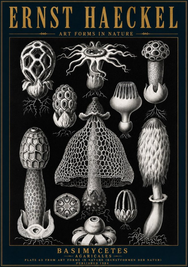 Ernst Haeckel Basimycetes Agaricales No6 - Plakát
