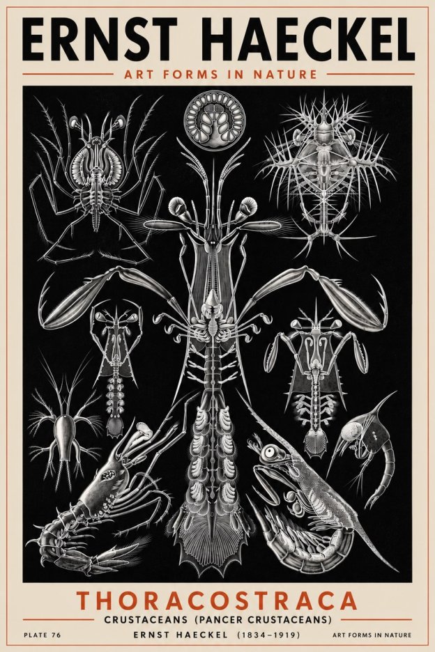 Ernst Haeckel Thoraocostraca - Crustaceans - Plate 76 No5 - Plakát