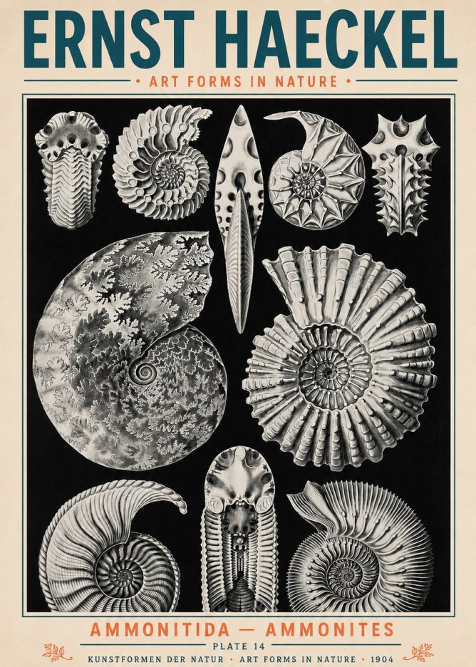 Ernst Haeckel Ammonitida - Ammonites No5 - Plakát