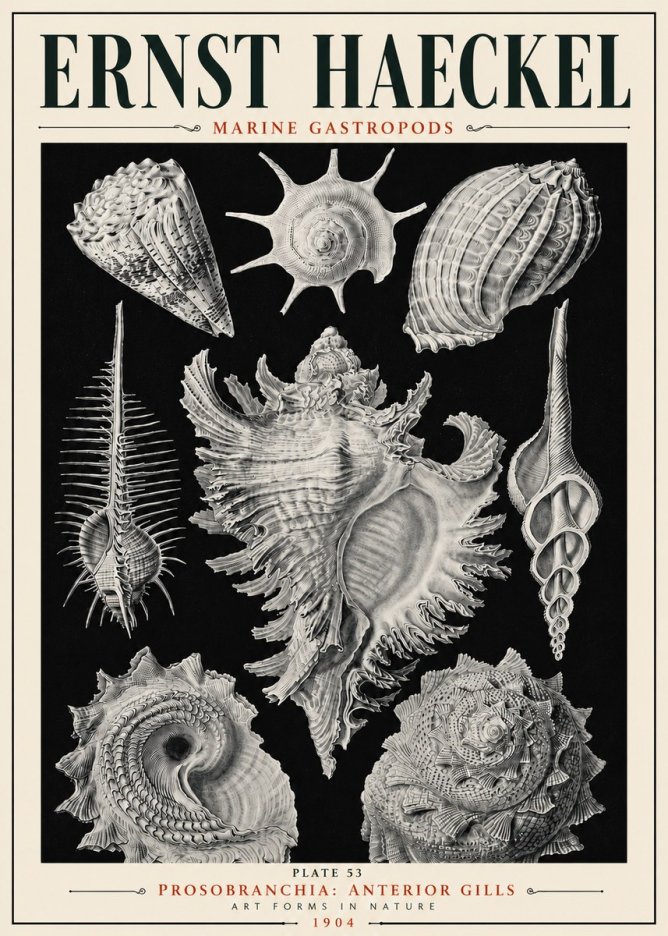 Ernst Haeckel Prosobranchia - Marine Gastropods No6 - Plakát