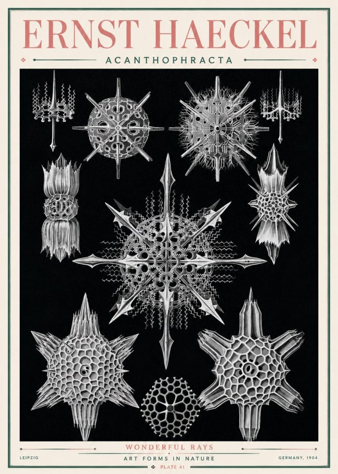 Ernst Haeckel Acanthophracta - Wonderful Rays No3 - Plakát