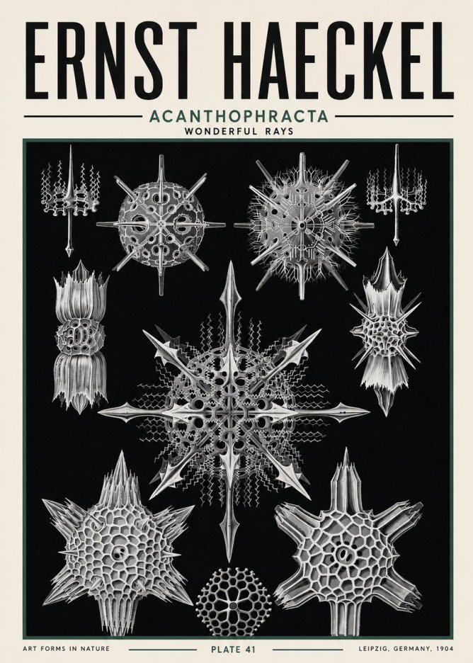 Ernst Haeckel Acanthophracta - Wonderful Rays No5 - Plakát