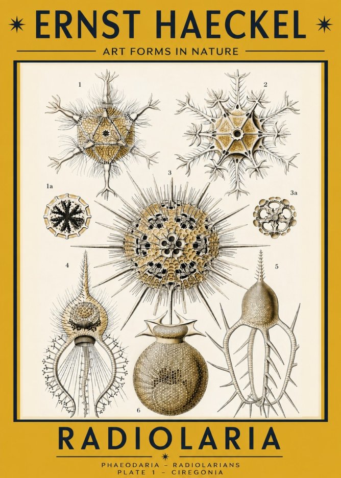 Ernst Haeckel Radiolaria - Plate 1 - Ciregonia No2 - Plakát