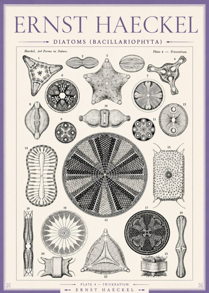 Ernst Haeckel Diatoms (Bacillariophyta) Plate 4 – Triceratium No3 - Plakát