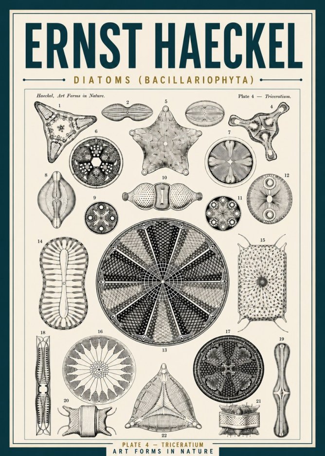 Ernst Haeckel Diatoms (Bacillariophyta) Plate 4 – Triceratium No5 - Plakát