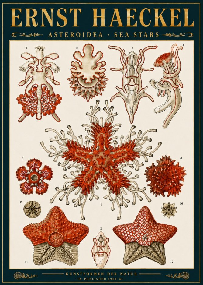 Ernst Haeckel Asteroidea. Sea Stars No6 - Plakát