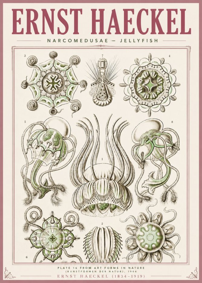 Ernst Haeckel Narcomedusae - Jellyfish No4 - Plakát