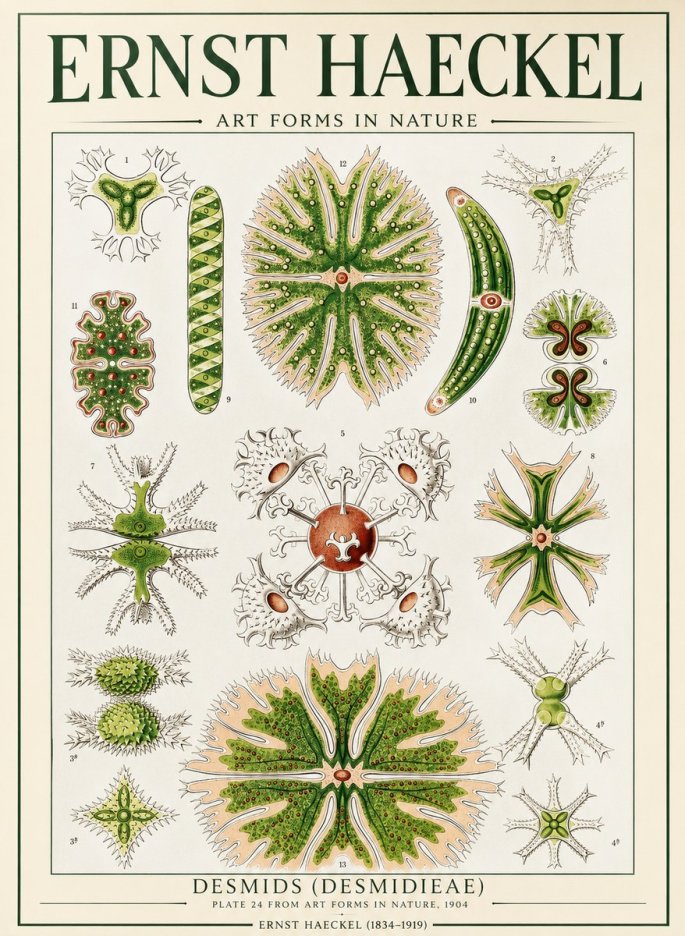 Ernst Haeckel Desmids (Desmidieae) No1 - Plakát