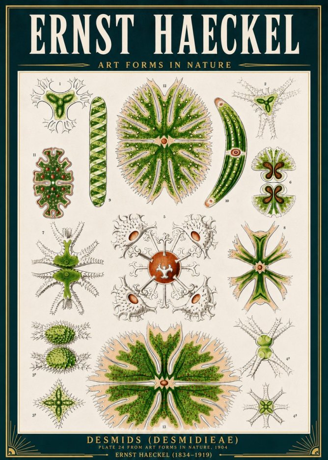 Ernst Haeckel Desmids (Desmidieae) No4 - Plakát